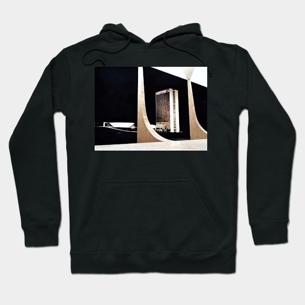 vintage colorized plaza of the 3 powers Hoodie by In Memory of Jerry Frank